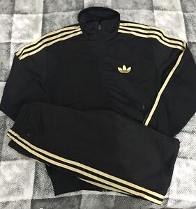 Adidas Trefoil Tracksuit, Black And Gold, Size Small, GoodCondition