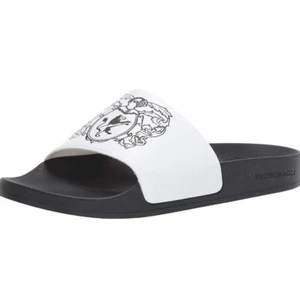 Bruno Magli Martino Lion Logo Crest Slide Sport Sandals White Black Men's 10 - Picture 1 of 7