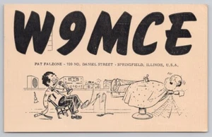 Amateur Ham Radio QSL QSO Card 1967 W9MCE Springfield IL Pat Falzone - Picture 1 of 3