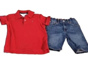 Set Of 2 little kid tommy hilfiger Polo TShirt,  Shorts Denim Size 5 - Picture 1 of 12