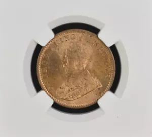 1912 C KG V British India 1/4 Anna - NGC Graded MS 64 RB - Picture 1 of 4