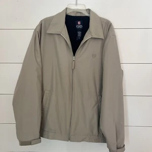 VTG CHAPS RALPH LAUREN BEIGE ZIP UP JACKET MENS Large Collar Pockets - Picture 1 of 7