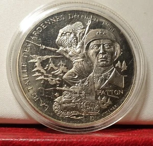 WW2 french medal 40mm Patton battle bulge 5* US General Europe campaign Belgium - Picture 1 of 2