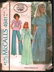 4941 Vintage McCalls SEWING Pattern Misses 1970s Dress Top Laura Ashley 12 OOP - Picture 1 of 2