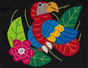 Red Blue And Yellow Parrot with Flower Molita - Picture 1 of 10