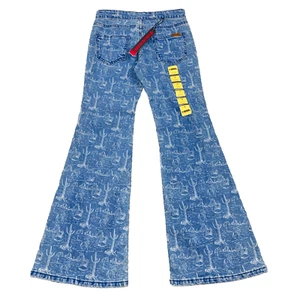Rock And Roll Denim Jeans Girls Bargain Button Bell Bottom Flares Size 12 AOP - Picture 1 of 14