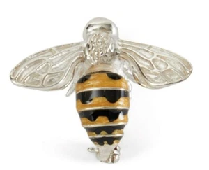 SATURNO Silver and Enamel BEE BROOCH- Fully Hallmarked Sterling Silver - Foto 1 di 4