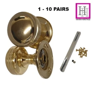 Contemporary Stylish Brass Finish Reeded Mortice Lever Door Knobs Handles D15 - Picture 1 of 25