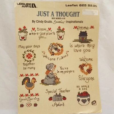 Just a Thought Country Cross Stitch Pattern Booklet 625 Hearts Inspirational   - Image 1 of 4