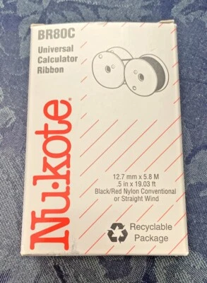 NU•KOTE BR80C CINTA CALCULADORA UNIVERSAL NEGRA/ROJA - NUEVA EN PAQUETE Foto 1 de 2