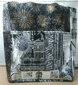 New York Statue Liberty Firework Skyline Large Purse/Project Bag Handmade 14x16 - Picture 1 of 7