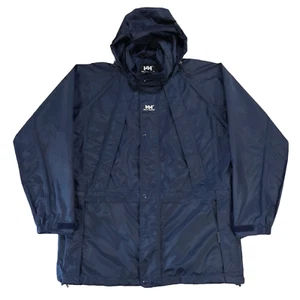 Helly Hansen Mens Parka Jacket Hooded Packable Navy Blue Helly Tech Shell. Sz L. - Picture 1 of 18