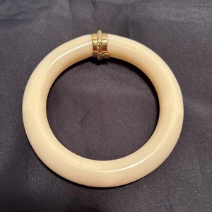 Grober Creme Armreif Boho Chic Vintage mit goldfarbenem Akzent Made in Italy - Bild 1 von 6