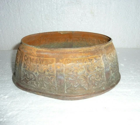 Antique Salvage Light Fixture Part Ring Stamped Decorated Tin  S-29 Cover