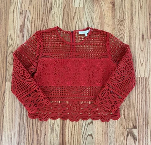 Lovers + friends Night Bloom Red lace top medium revolve - Picture 1 of 7