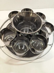 MCM Vintage Silver Fade Gläser & Eiskübel mit Gestell sehr guter Zustand - Bild 1 von 13