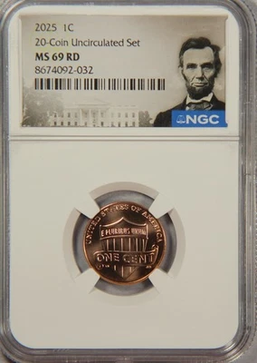 2025 P LINCOLN SHIELD CENT PENNY NGC MS69RD, MS69 RD Red, Last year? Top Pop! - Image 1 of 3