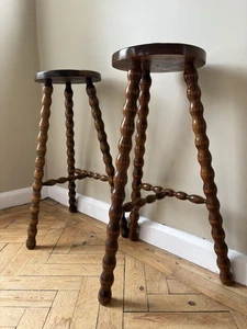 A Pair Of Tall Bobbin French Bar Stools - Picture 1 of 13