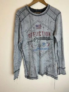 Vintage Y2K Affliction Live Fast Gun Thermal Long Shirt Reversible Men’s L Skull - Picture 1 of 6