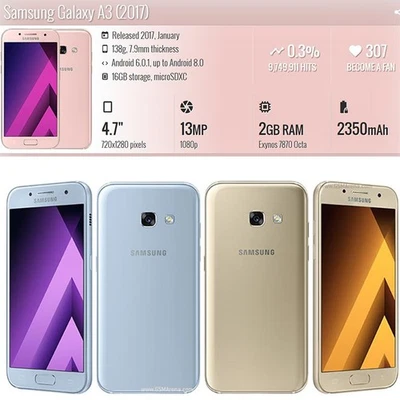 Samsung Galaxy A3 (2017) A320F WIFI Bluetooth Original Unlocked GSM 4G Cellphone - Image 1 of 4