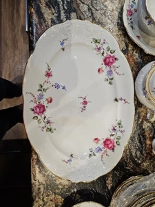 Walbrzych SHERATON ROSE Oval Serving Platter 15 X 10 Vintage Bone CHINA - Picture 1 of 5