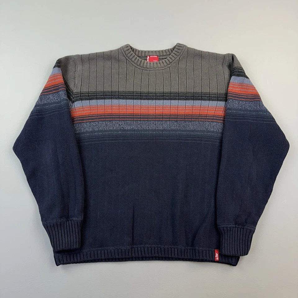 Vintage Levis Sweater Mens Medium Striped Knit Crewneck Pullover Jumper - Image 1 of 4