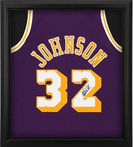 Magic Johnson Lakers FRMD Signed Mitchell & Ness Swingman Jersey Shadowbox - Picture 1 of 1