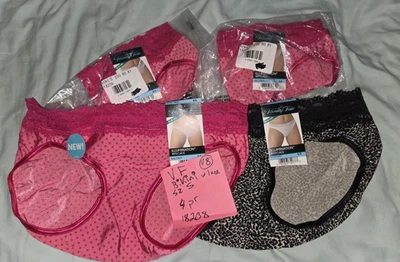 Lot 4 NWT S 5 Vanity Fair 18208 Bikini Illumination Lace Tagless Pink Black V8 - Image 1 of 4