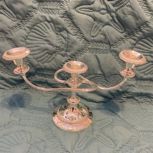 Silver Plated Twisting 3-Light Candelabra Round Base England Art Deco 7.5 X 12” - Picture 1 of 8
