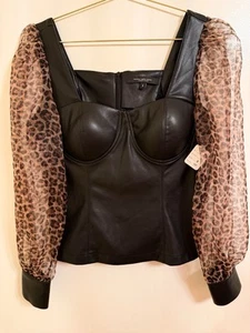 New Medium Small US 6 ❤️ Marc New York Black Women’s As Leather Top Long Sleeves - Picture 1 of 8