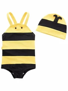 Bilo Baby Girls Bumble Bee Costume Swimsuit and Hat - Imagen 1 de 9