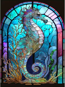Kits de pintura de diamantes para adultos, kits de arte de diamantes 5D de caballitos de mar, taladro completo hágalo usted mismo - Imagen 1 de 12