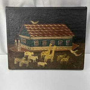 Original Folk Art Oil Painting Mary Beth Baxter Noah's Ark Unframed 8x10 Signed - Picture 1 of 9