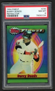 BARRY BONDS 1994 TOPPS FINEST BASEBALL #230 " REFRACTOR" CARD PSA 8 - Picture 1 of 2