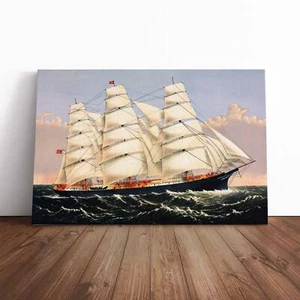 A Sailing Clipper Ship Seascape Scenery Nature Canvas Wall Art Print Framed - Picture 1 of 7