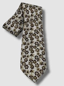 $70 Sean John Men's Brown White Floral Dot Silk Tie Size 60 x 3.25 - Picture 1 of 2