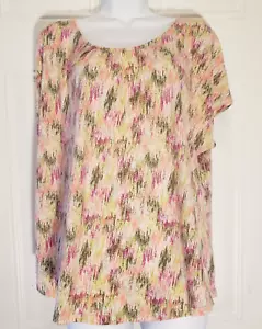 Women's Liz Claiborne 2X Pink, Green, Multicolor Short Sleeve Shirt Top - Picture 1 of 2
