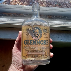 GLENMORE BOURBON SOUR MASH WHISKY MARPOLE, CANADÁ 1920 PROHIBICIÓN FRASCO DE PINTA - Imagen 1 de 5