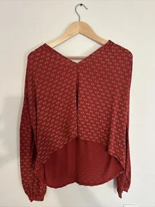 Urban Outfitters Peasant Top Long Sleeve Red Size Medium Patterned - Picture 1 of 7