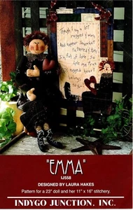 Emma Primitive Doll & Stitchery Wall Hanging Pattern by Indygo Junction - Picture 1 of 2