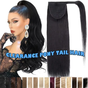 Russian REMY Human Hair Ponytail Hair Extensions Clip In Pony Tail Wrap Long 22“ - Picture 1 of 36