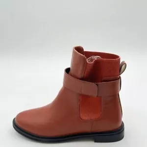 Brown Women Round Toe Chunky Low Heel Pull On Ankle Booties Elegant Ladies Boots - Picture 1 of 6