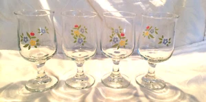 Qty 4 Pfaltzgraff PERENNIALS MEDLEY COLLECTION Floral 5-5/8" Water Goblets - Picture 1 of 2