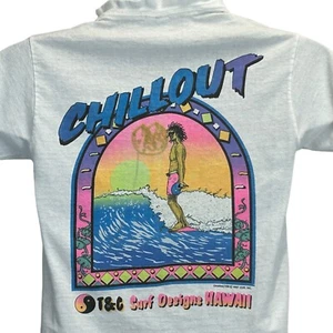 Vintage T&C Surf Designs T Shirt Mens X-Small Surfer Surfing 80s USA Made White - Picture 1 of 19