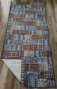 1 POTTERY BARN KINDER Madras Patchwork Quilt Panel blau braun 96 x 44 Stück eins - Bild 1 von 4
