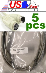 Lot5pack 02715 PS/2 MD6 M/F Keyboard/Mouse Extension Cable, Beige (6 Ft) - Picture 1 of 2