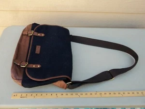 Ben Minkoff Navy Blue Leather Trim Duffle / Messenger / Diaper / Travel Bag - Picture 1 of 9