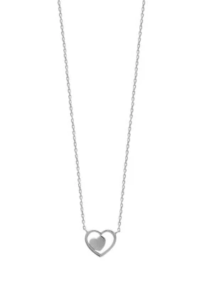 Collana In Argento 925/000 Rodio - Pendente Doppio Cuore Incrustato - Immagine 1 di 4