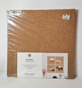 4 Packs Of Frameless Cork Tiles 12"x12" Bullettin - Great For Notes Photos Etc - Picture 1 of 2