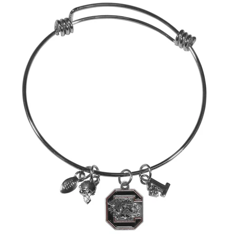 South Carolina Gamecocks Wire Bangle Bracelet with Charms NCAA Licensed Jewelry Cover